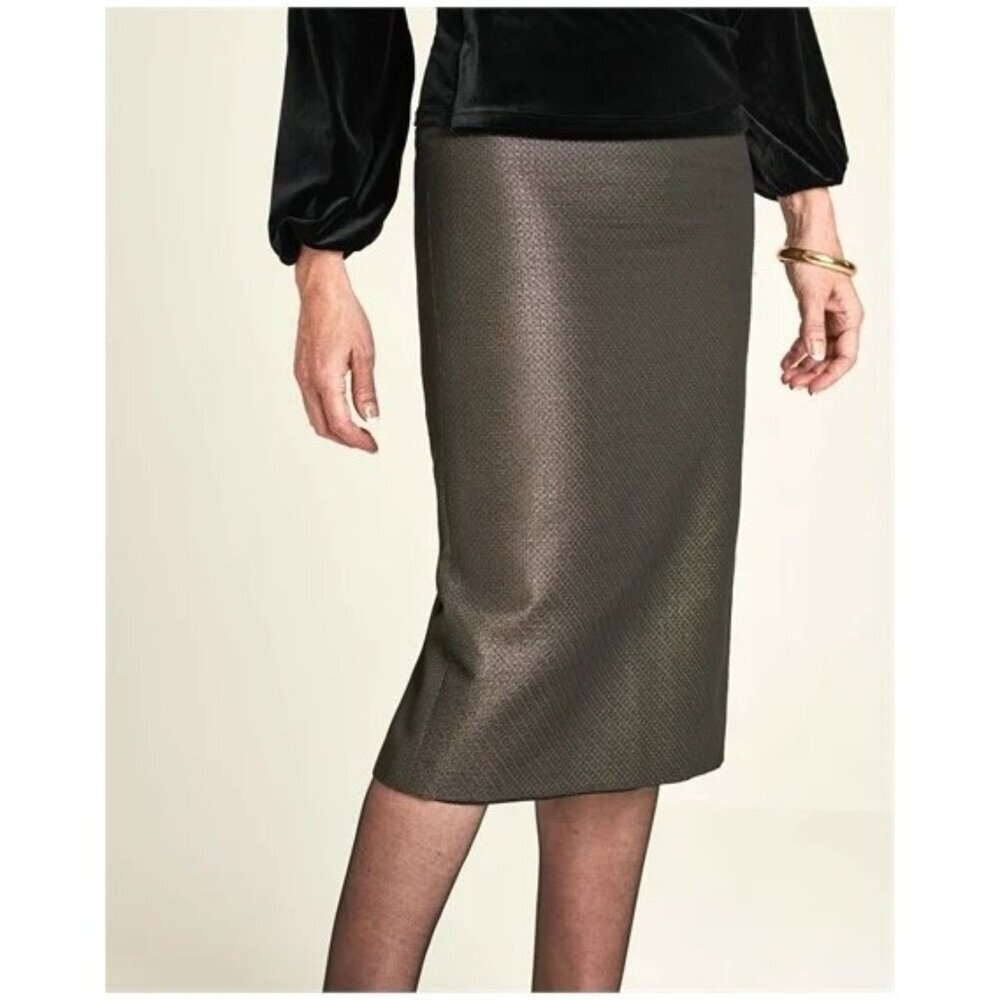 Pure Collection Metallic Pencil Midi Skirt US8/10 UK14 Party Evening Holiday